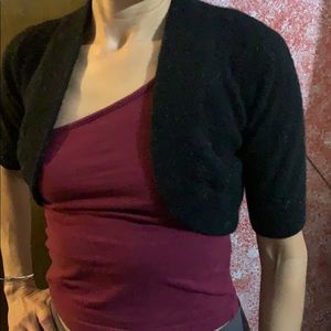 Black Cashmere crop short sleeve cover up